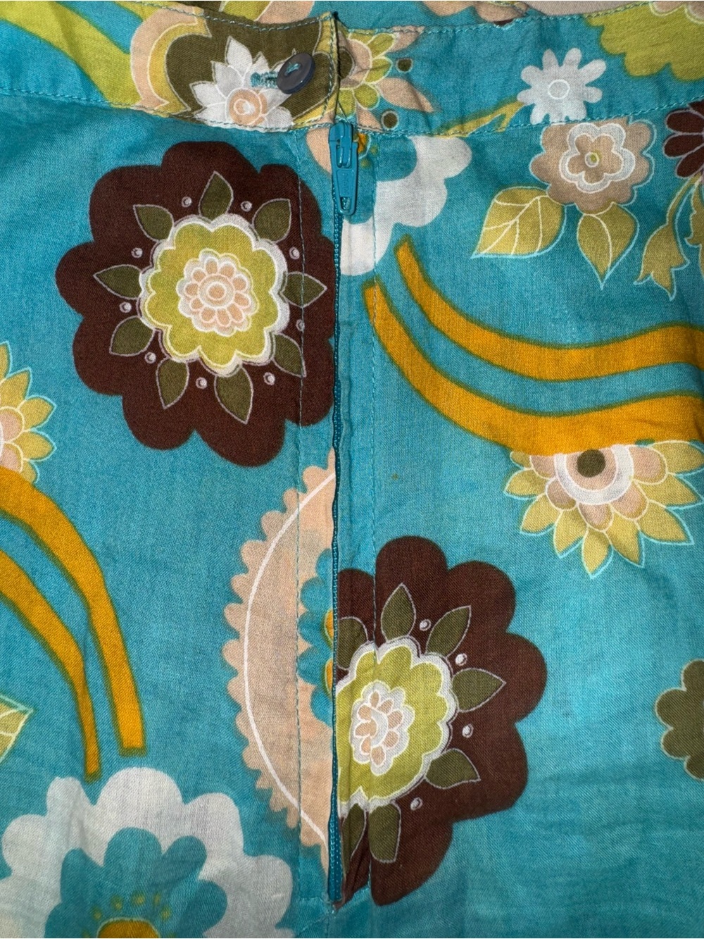 VTG Y2K Plum Clothing Coupe Floral Midi Skirt Turquoise Green Cream Boho Medium - Picture 6 of 10